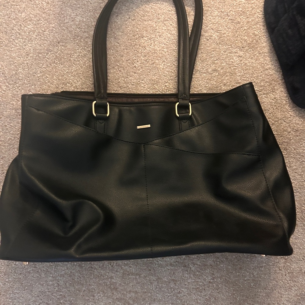 Elegant Black Leather Tote Bag